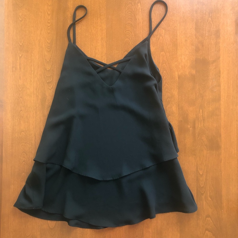 Black Ruffled Tank Top